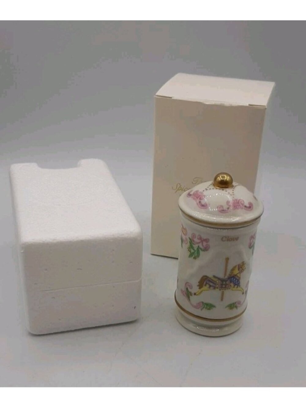 VTG Lenox Fine Porcelain Spice Rack Carousel Replacement Clove Jar w/Lid Boxed